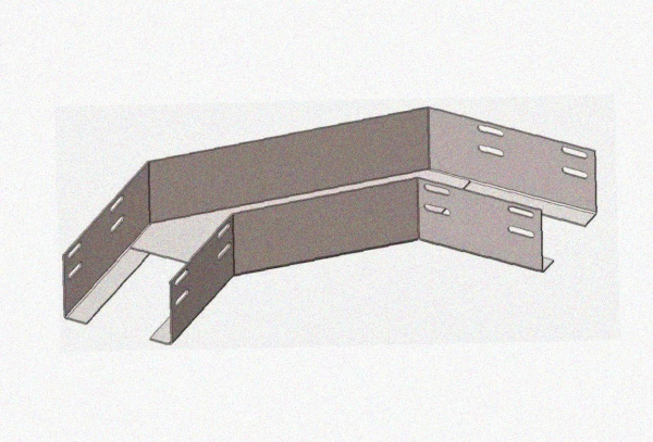 Лоток угловой замковый перфорированный КГЗ 100х100-135 (Rп300) УХЛ1 поворот на 135, радиус поворота трассы 300 мм, горячее цинкование, S1,5