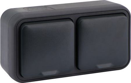 Donel W55 Розетка 2-я с защ.крышк, 2К+З., накладная, антрацит, IP55, серия (тип) DIP55