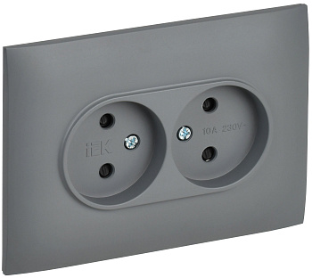 SKANDY Розетка 2-местная без заземления с защитными шторками 10А в сборе SK-R09Gr серый IEK