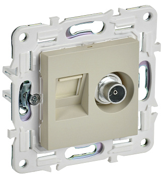 SKANDY Розетка двойная TV+RJ45 кат.5E SK-A14B бежевый IEK