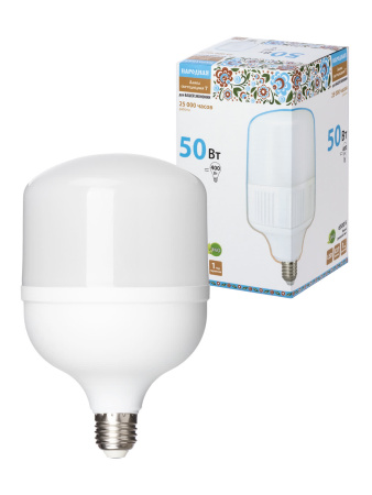 Лампа светодиодная T-50 Вт-230 В-6500 К–E27 (125x206 мм) Народная TDM