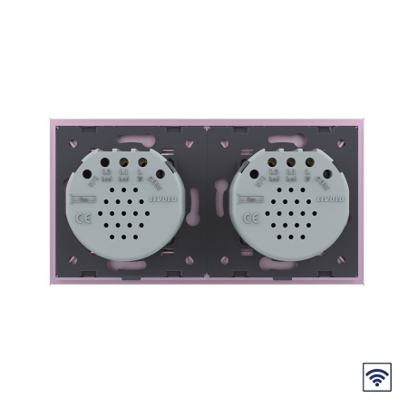 Сенсорный радиоуправляемый выключатель 3 клавиши (2-1), 2 поста Розовый Livolo