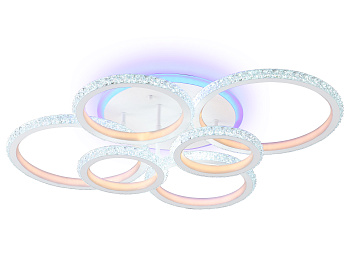 Светильник потолочный светодиодный с RGB подсветкой и пультом FA9528/2+2+2 WH белый 160W 6400K/3000K+RGB 720*540*140 (ПДУ РАДИО 2.4G) Ambrella Light