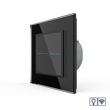 Сенсорный радиоуправляемый диммер Quadro 1 клавиша 1 пост Черный Livolo