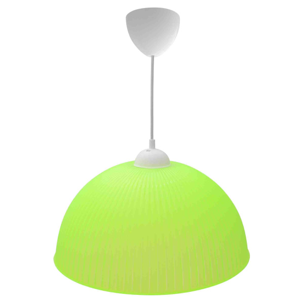 16-25 Светильник декоративный, подвесной, "Оулу", пластик, 1хЕ27 15Вт, 230В, салатовый, шнур белый, 600мм, крепление под крючок, Ø400х180мм... APEYRON