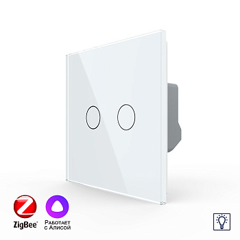Двухклавишный умный сенсорный диммер Livolo ZigBee, 1 пост, Белый VL-C702D2Z-2WG
