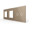 Панель для двух розеток и сенсорного выключателя, 2 клавиши, цвет золотой, стекло Livolo