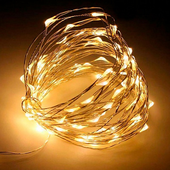 Гирлянда Роса на елку на USB 5 метров 50 led 3000К Белый теплый Giant4