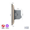 Двухклавишный проходной умный сенсорный диммер Livolo ZigBee, 1 пост, Золотой VL-C702SD2Z-2AG
