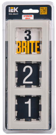 BRITE Рамка 3-мест. РУ-3-2-БрВа стекло ванильный IEK