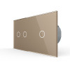 Сенсорный выключатель 3 клавиши (2-1), 2 поста Золотой Livolo