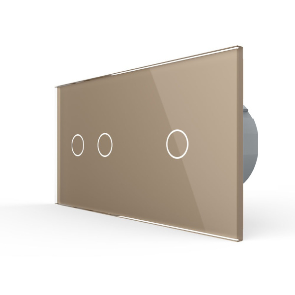 Сенсорный выключатель 3 клавиши (2-1), 2 поста Золотой Livolo