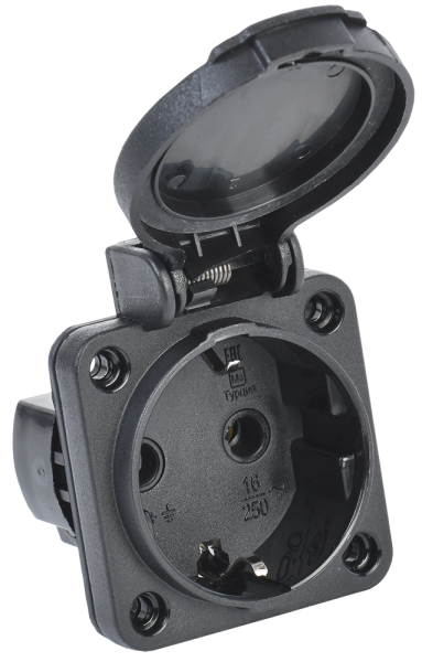 MAGNUM Розетка панельная SCHUKO РП14-3 с крышкой IP54 черный IEK