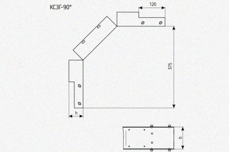 Лоток замковый глухой КСЗГ 500х110-90 УХЛ1 для поворота трассы вниз на 90, горячее цинкование S1,5