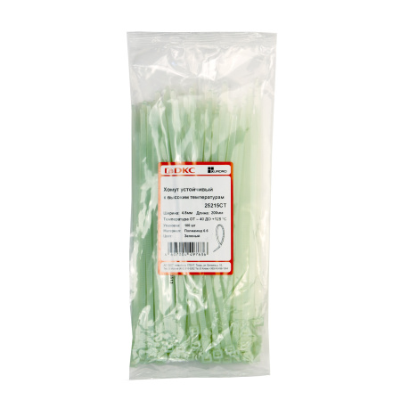 Хомут P6.6 устойчивый к высоким температурам, зеленый, 4,8x200 DKC