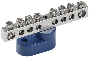 Шина N "ноль" на одном угловом изоляторе с никелевым покрытием ШНИ-6х9-8-У1-С IEK