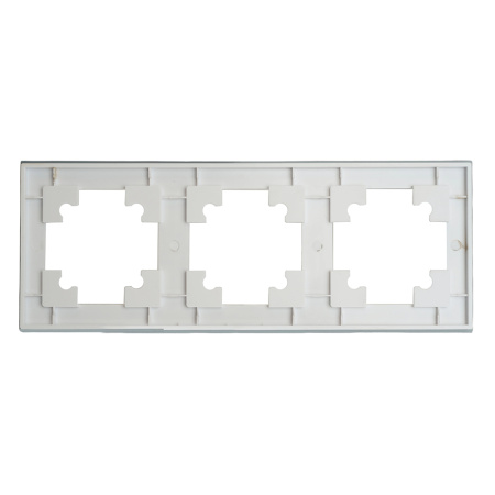 Рамка 3-местная, стекло, STEKKER, GFR00-7003-01, серия Катрин, белый матовый