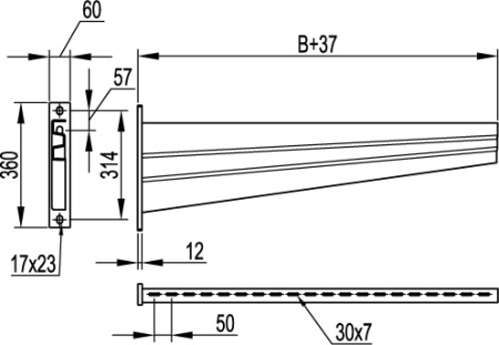 Консоль для тяжелых нагрузок 700 мм сварная, горячеоцинкованная DKC