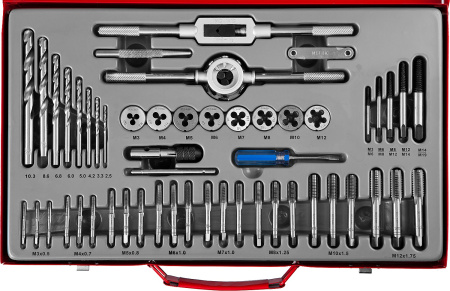 Набор метчиков и плашек "Мастер", сталь 9ХС, 52 предмета ЗУБР