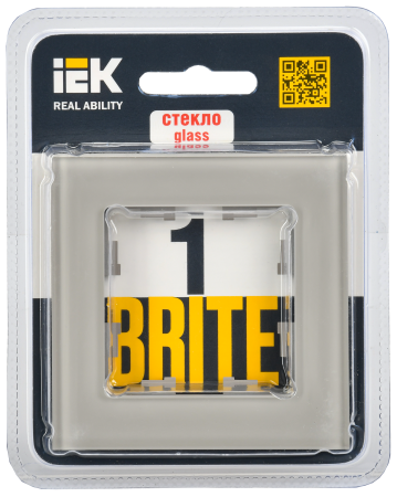 BRITE Рамка 1-мест. РУ-1-2-БрД стекло дым. IEK