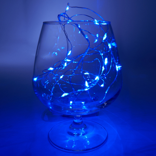 Св/д гирлянда Feron CL570 лин.синий, статичная, 2м + 0.5м, с питанием от батареек, прозр.шнур