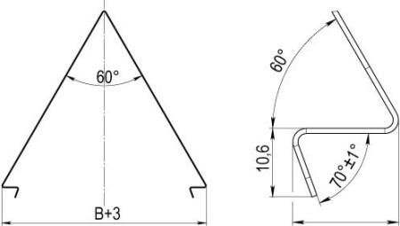 Крышка двускатная 300, L1500, цинк-ламель DKC