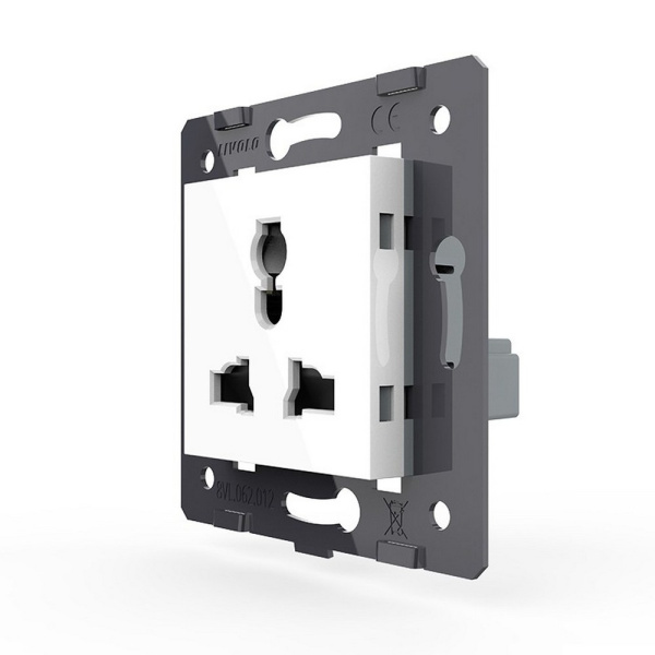 Розетка универсальная с з/з с защитными шторками 16A, цвет белый (механизм) Livolo Розетка универсальная с з/з с защитными шторками 16A, цвет белый (механизм) Livolo