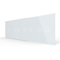 Панель для четырех сенсорных выключателей, 7 клавиш (1+2+2+2), цвет белый, стекло Livolo