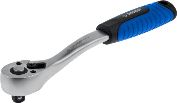 Трещотка для торцовых головок "ЭКСПЕРТ" (3/8"), Cr-V, 72 зубца, хроматированное покрытие, быстрый сброс ЗУБР