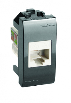 Компьютерная розетка RJ45 кат.6, 8P8C, Brava, черная, 1мод DKC