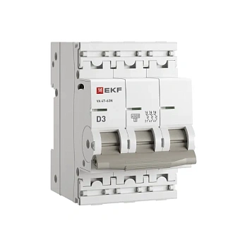 Выключатель автоматический ВА МОД ВА 47-63N 3П 3А (D) 4,5 кА PROXIMA EKF