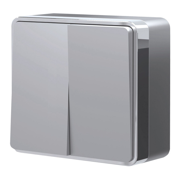 Выключатель двухклавишный (серебряный) Gallant ОУ IP20 Werkel