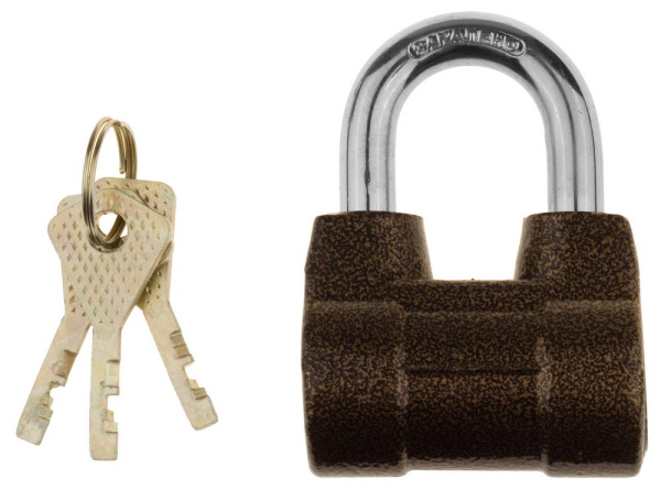 Замок навесной "Мастер" облегченный, дисковый механизм секрета, ключ 7 PIN, дужка d-10мм, 60мм ЗУБР