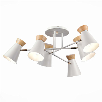Люстра потолочная Белый, Золотистый/Белый, Дерево E27 6*60Вт SLE1252-502-06 EVOLUCE