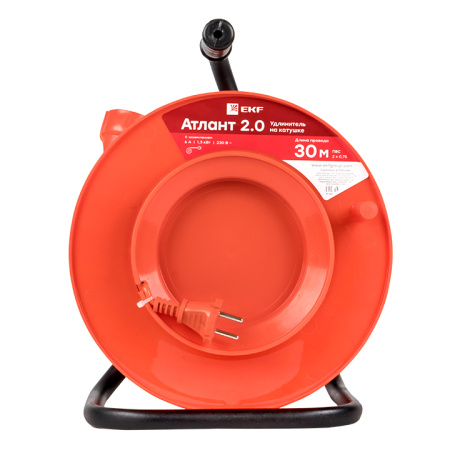 Удлинитель на катушке "Атлант 2,0" 1 гнездо 30м без заземления ПВС 2*1 10А/2,2кВт PROxima EKF