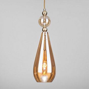 Подвесной светильник с плафоном 1*E14 40Вт античная бронза IP20 (50202/1 янтарный) Eurosvet