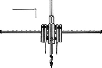 Сверло "Мастер" регулируемое по дереву, двухрезцовое "Балеринка", d=40-200мм, 1-30мм, в блистере ЗУБР