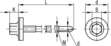 Самосверлящий самонарезающий винт с шайбой G19 5,5/6,3×155 DKC