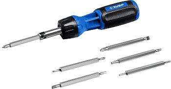 Профессионал-Р12 набор: реверсивная отвертка с насадками 12 шлицов ЗУБР