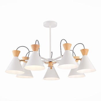 Люстра потолочная Белый, Золотистый/Белый, Светлое дерево E14 7*40Вт SLE125102-07 EVOLUCE