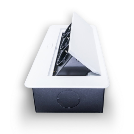 Розетка горизонтальная выдвижная 3 Euro 16A RocketSocket, проводка, цвет белый