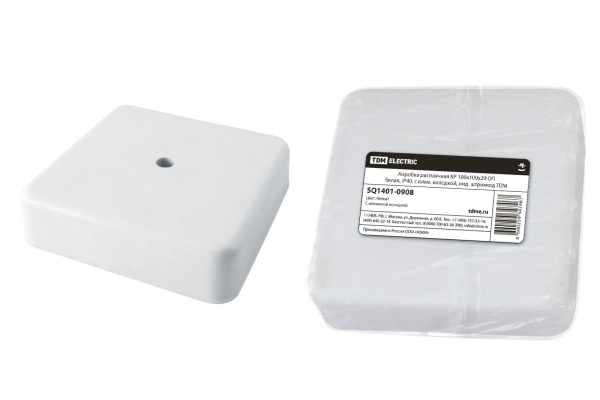 Коробка распаячная КР 100х100х29 ОП белая, IP40, с клем. колодкой, инд. штрихкод TDM