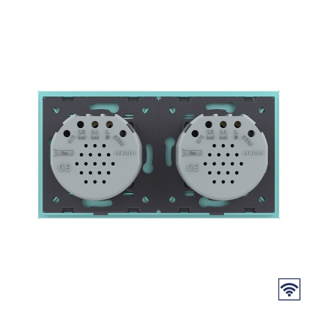 Сенсорный радиоуправляемый выключатель 2 клавиши (1-1), 2 поста Зеленый Livolo