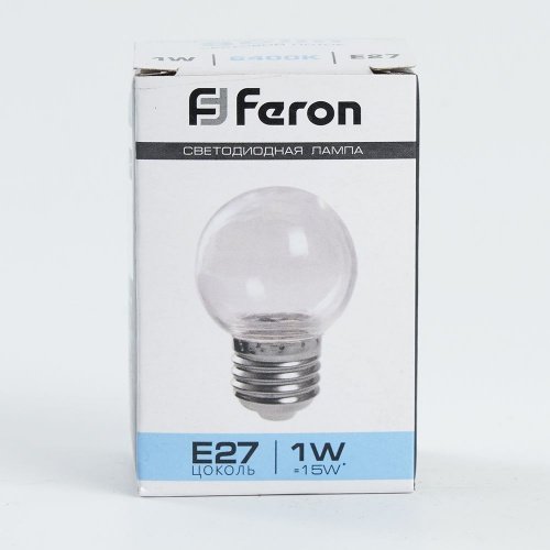 Снят Лампа светодиодная Feron LB-37 Шарик E27 1W 6400K прозрачный фото 4