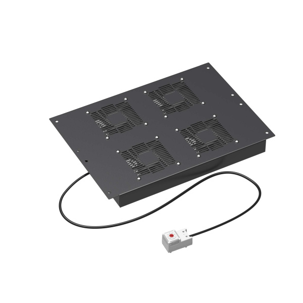 Потолочный модуль 4 вентилятора с термостатом для крыши напольных 19" IT-корпусов ДКС серии CQE шириной 600мм, RAL9005 DKC