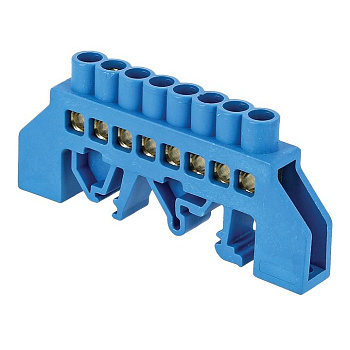 Шина "0" N (8х12мм) 8 отверстий латунь синий нейлоновый корпус комбинированный PROxima EKF