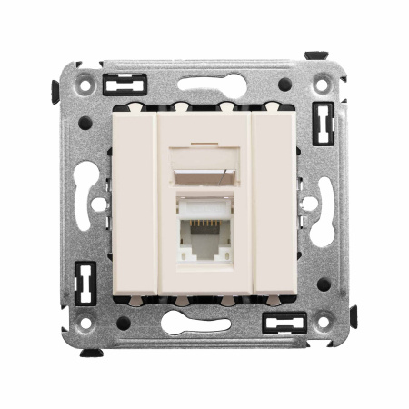 Компьютерная розетка RJ-45 в стену, кат.6 одинарная,"Avanti", "Ванильная дымка" DKC