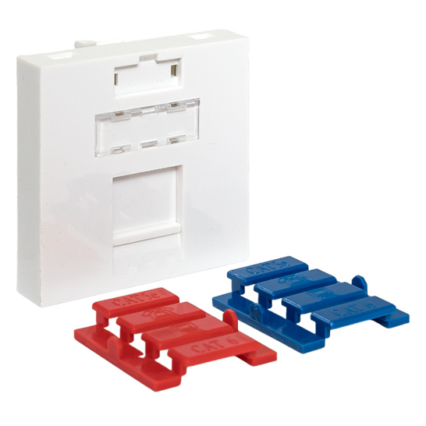 Вставка розеточная TERACOM PRO 45x45мм формат Mosaic на 1 модуль Keystone со шторкой и маркером белая EKF