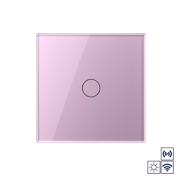 Сенсорный импульсный радиоуправляемый выключатель сухой контакт 1 клавиша 1 модуль Розовый Livolo