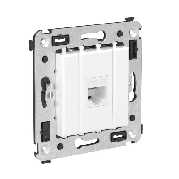 Компьютерная розетка RJ-45 без шторки в стену, кат.5е одинарная, "Avanti", "Белое облако" DKC